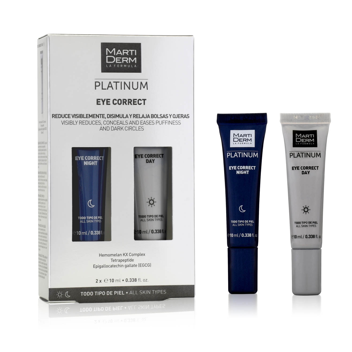 MARTIDERM PLATINIUM EYE CORRECT JOUR ET NUIT 2X10ML