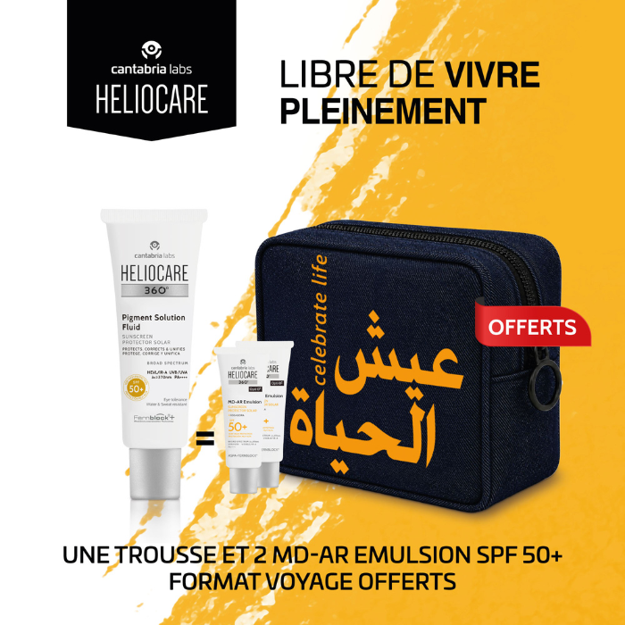 CANTABRIA OFFRE HELIOCARE 360 PIGMENT SOLUTION FLUID SPF 50 + 2MD AR EMULSION + TROUSSE OFFERTS