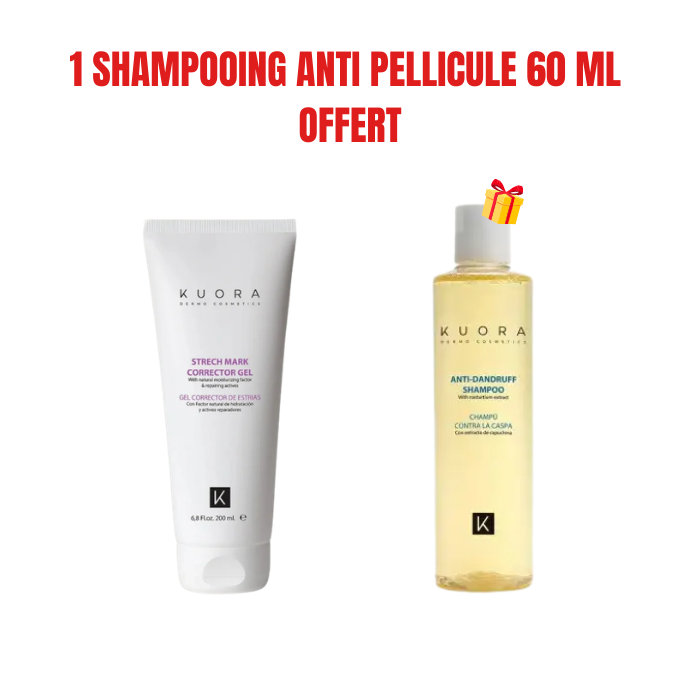 KUORA OFFRE GEL CORRECTEUR DE VERGETURES 200 ML + 1 SHAMPOOING ANTI PELLICULE 60 ML OFFERT
