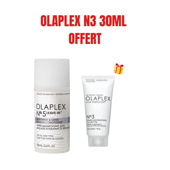 OLAPLEX OFFRE N5 LEAVE IN APRES SHAMPOOING HYDRATANT ET REPARATEUR 100 ML +OLAPLEX N3 30ML OFFERT