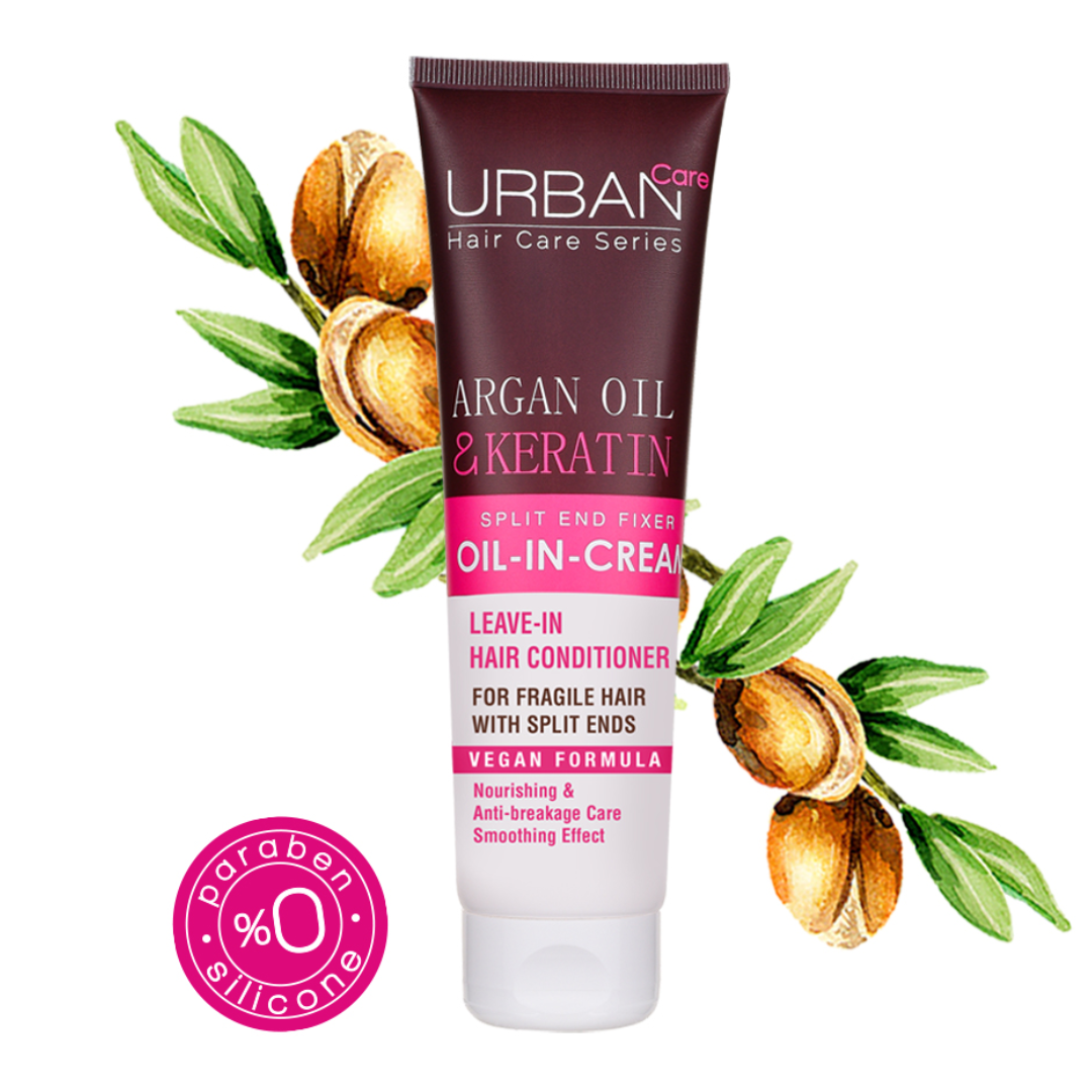 URBAN CARE HUILE EN CREME LEAVE IN ARGAN ET KERATINE 150 ML