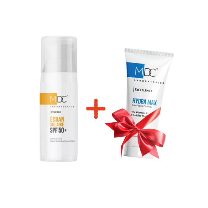 MDC PACK SYNERGY ECRAN SOLAIRE SPF 50+ PEAUX GRASSES 50 ML + CREME HYDRATANTE 30 ML OFFERTE