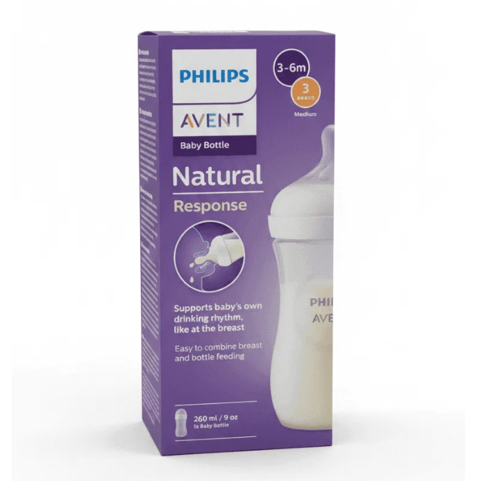 AVENT BIBERON NATURAL RESPONSE 3MOIS + 260 ML 9 OZ
