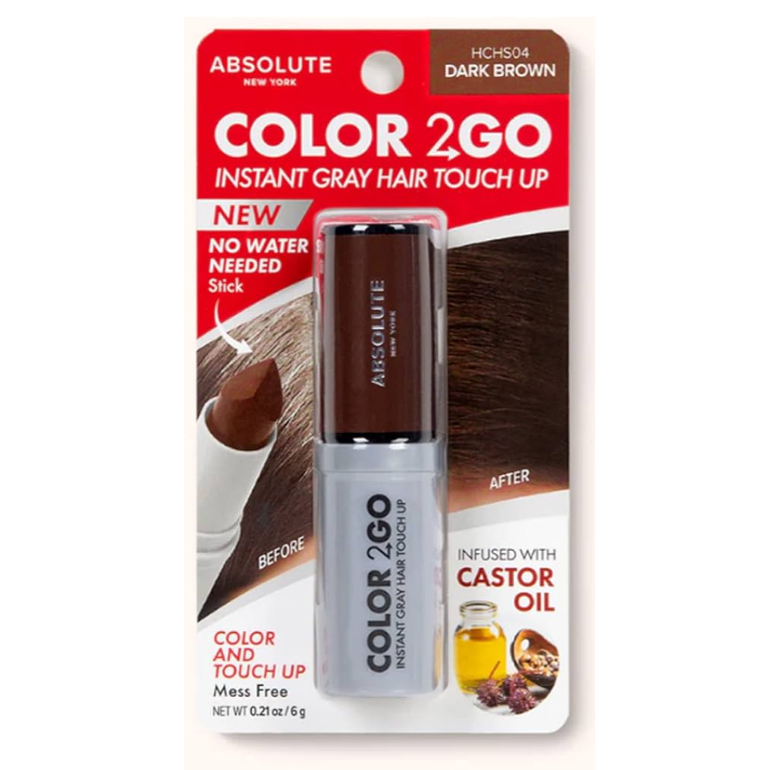 ABSOLUTE NEW YORK COUVRE RACINES COLOR 2 GO DARK BROWN 6 G NO WATER NEEDED