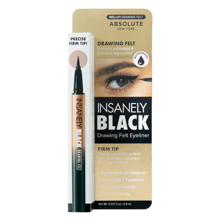 ABSOLUTE NEW YORK INSANELY BLACK DRAWING FELT EYLINER MELL01 FIRM TIP 0.8 ML
