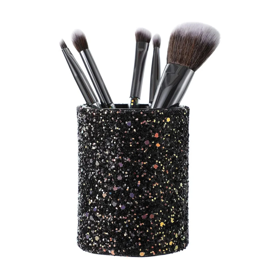BYS 5PC MAKEUP BRUSHES IN GLITTER HOLDER